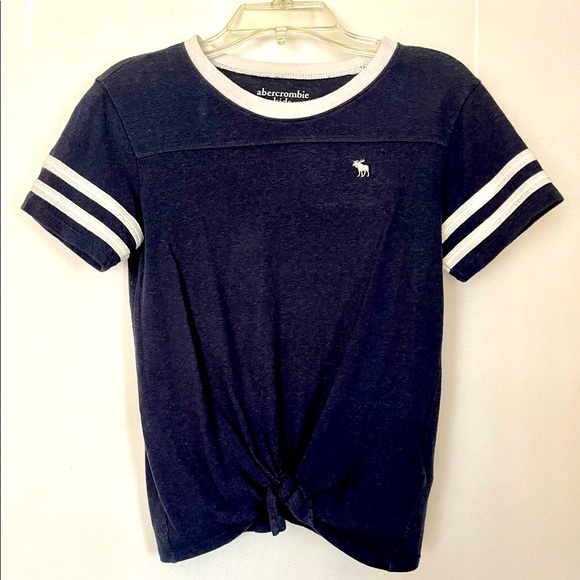 Abercrombie & Fitch Other - “ABERCROMBIE & FITCH” BLUE-WHITE STRIPED SHORT-SLEEVE TIE IN FRONT TOP, SIZE 7/8